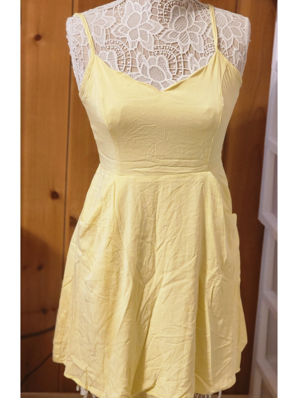 Yellow Spaghetti-Strap Fit & Flare Dress - Women